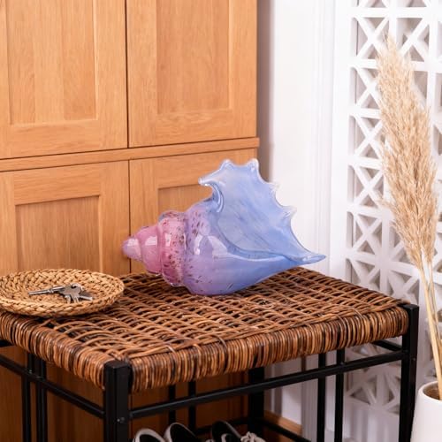 Hand-Blown Glass Conch Sculpture, Coastal Home Decor Conch Horn, Glass Art Seashell Ornament, Office, Living Room Tabletop Centerpiece, Bathroom Shelf top and Cabinet Decoration. - Image 4