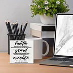 Inspirational Wooden Box Sign, Hustle Grind Execute, Inspirational Home Office Desk Decor, Motivational School Classroom Decoration, Positive Gifts for Women Men Coworkers Student 5 inches*5 inches - Image 3