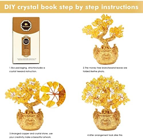 Feng Shui Citrine/Yellow Crytal Money Tree Bonsai with Chinese Decoration for Luck and Wealth - Image 5