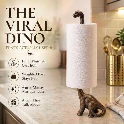 Wallcharmers Rustic Dino Paper Towel Holder & Metal Toilet Paper Stand - Image 2