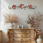 Wesiti Metal Flower Wall Art Decor Vintage Wrought Scroll, Pink - Image 4