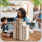 Lineshading 4 Pcs Farmhouse Table Decor Wooden Book Our Home Our Story Life - Image 4