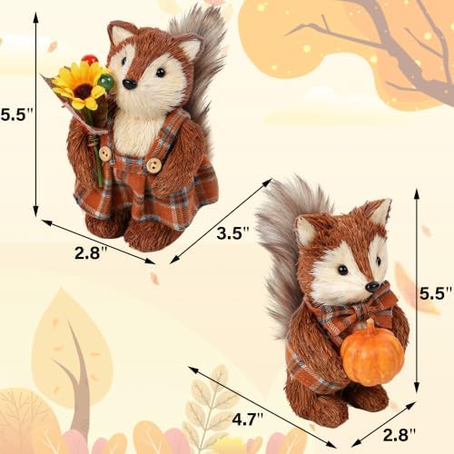winemana 2 Pack Fox Fall Decorations for Home, Thanksgiving Table Decor - Image 3