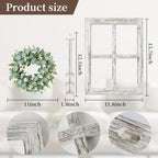 WAKOSAN Rustic Wood Window Frame Wall Decor with Wreath & Arrows, Set of 2 - Image 3