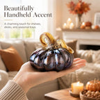 Purple Blown Glass Pumpkin Art Glass Fall Decor Pumpkin Thanksgiving Table - Image 3