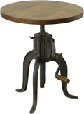 Carolina Chair & Table Adjustable Hand Crank 18" Wooden Top Rustic Side Table by CarolinaChairTable