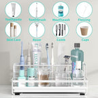 HapiRm Toothbrush Holders for Bathroom - 5 Partitions Bathroom Counter Organizer with Instant Drying Stone, Stainless Steel Countertop Storage Electric Toothbrush Toothpaste Holder - White - Image 2