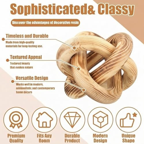 Yalikop 3 Link Wood Knot Decor Rustic Table Shelf Accents, Burnt - Image 3