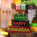 Yuntau 4 Pcs Kwanzaa Table Decorations Wood Block Sign Tiered Tray Decor - Image 2