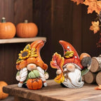Hodao Fall Gnomes Decorations for Home, Resin Thanksgiving Figurines Decor with Pumpkin, Sunflower & Acorn, Autumn Thanksgiving Harvest Gift for Indoor Table Shelf Decor - 2 Pcs - Image 5