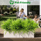 Uieke 12 Bundles Artificial Outdoor Plants UV Resistant Fake Grass Plants Faux Plastic Plants Greenery Shrubs for Home Garden Pathway Window Box Front Porch Spring Summer Decor, Green - Image 6