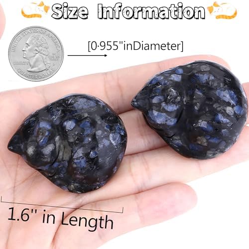 QINJIEJIE Blue Labradorite Cat Crystal Natural Healing Stone Cat Statue - Image 3
