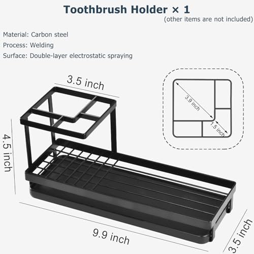 Toothbrush Holders for Bathrooms, 4 Slots Metal Tooth Brushing Organizer - Image 2