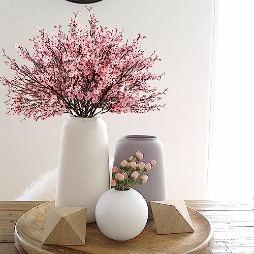 Uieke 15 Pcs Artificial Flowers Baby Breath Faux Artificial Gypsophila Bouquet Fake Silk Flowers Real Touch for Hotel Home Office Kitchen Bathroom Wedding Wall DIY Room Farmhouse Décor (Pink) - Image 2
