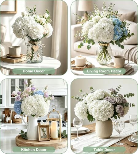 100Pcs White Hydrangea Artificial Flowers Bulk,Faux Silk Hydrangea Flowers - Image 5