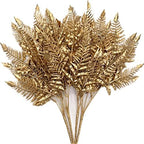 CATTREE Artificial Plants Christmas Decoration, Plastic Golden Boston Plant Fake Simulation Fern Leaves for Wedding Bridal Bouquet Party Indoor DIY Home Office Table Centerpieces Decor - Gold 4 Pack by CATTREE