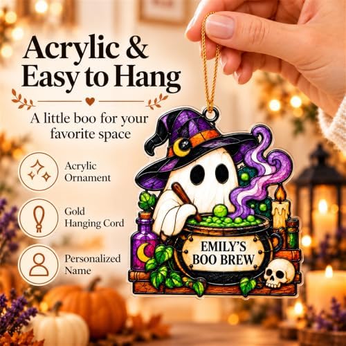 Halloween Tree Ornaments, Personalized Ghost Acrylic Hanging Decor for Home - Image 5