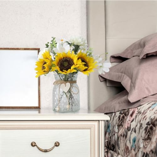 Artificial Sunflower Bouquets in Vase with a Flower Arrangement Holder - Centerpieces for Dining Room & Coffee Table Decor - Image 5