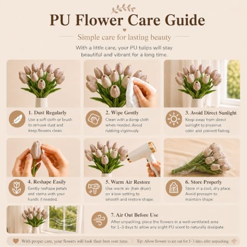 Mandy's 20pcs Artificial Light Brown Tulips - Image 6