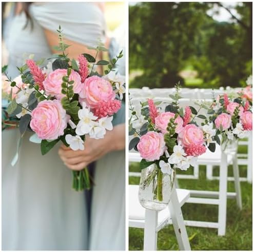 Artificial Flowers Bouquet Fake Pink Peonies for Floral Arrangements - Image 7