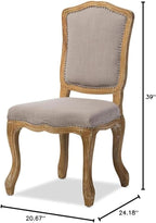 Baxton Studio Chateauneuf French Vintage Cottage Weathered Oak Linen - Image 3