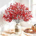 Uieke 6 Pcs Babys Breath Artificial Flowers Bulk Silk Red Faux Flowers Real Touch Gypsophila Bouquet for Christmas Halloween Home Wedding Decoration by Uieke