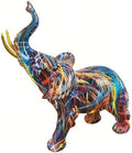 Colorful Art Elephant Figurines, Resin Elephant Statue for Home Decor by JEYUME