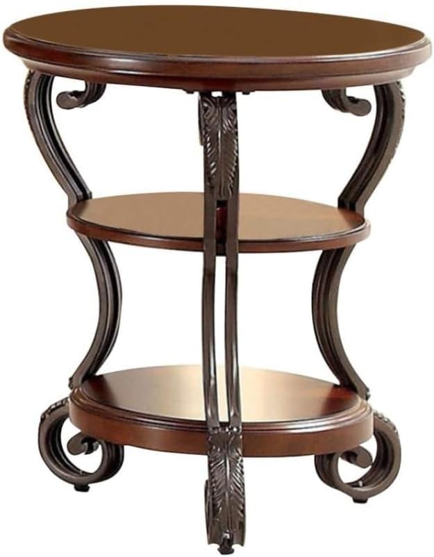 Traditional Style Brown Cherry 1pc Sofa Table Open Bottom Shelf Ornate Design - Image 7