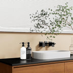 MOMEEMO Glass Soap Dispenser with Stainless Steel Pump, Black & White - Image 3