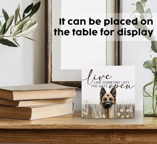 Live like Someone Left the Gate Open Belgian Malinois Wooden Signs,Farm Cottagecore Animal Office Kitchen Bedroom Decor,Rustic Farmhouse Home Decor Signs,Belgian Malinois Gifts for Women - Image 3