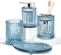 CERBIOR Bathroom Accessories Set, 4 PCS Glass Bathroom Set,Silver Blue by CERBIOR