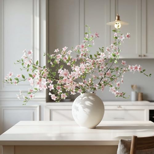 Fake Flowers, 3 Pcs Artificial Flowers Greenery Stems Faux Greenery Stems Branches for Vases Realistic Silk Real Touch Spring Greenery Stems Bulk Bedroom Office Wedding Table Summer Home Decor - Image 5