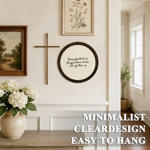 CFFJLHN Rustic Farmhouse Wall Art Decor Motivational Neutral Minimalist Round Wood Hanging Wall Decor for Home Bedroom Living Room, How Foolish To Forget How Rare All Of This Is, 10x10 Inch - Image 5