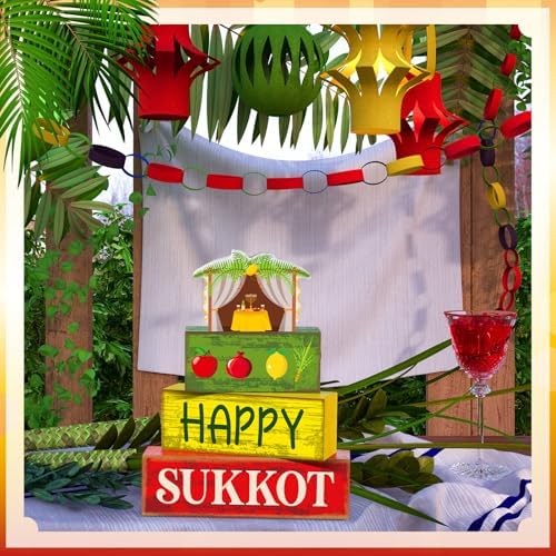 Yuntau 4 Pcs Happy Sukkot Table Decorations Sukkot Centerpieces for Tables - Image 2