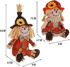 Juegoal 2 Pack Fall Tabletop Decorations Scarecrows, Thanksgiving Harvest Handmade Scarecrow, Autumn Shelf Sitters Figurine Gifts, Home Table Centerpieces Housewarming Present Holiday Decor, Shape A - Image 2
