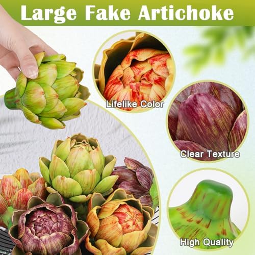 6Pcs Large Faux Artichokes, Bowl Filler Decor for Home Kitchen - Image 5