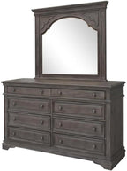 Pemberly Row King Panel Bed, Driftwood Gray Wood Frame, Upholstered Button - Image 6
