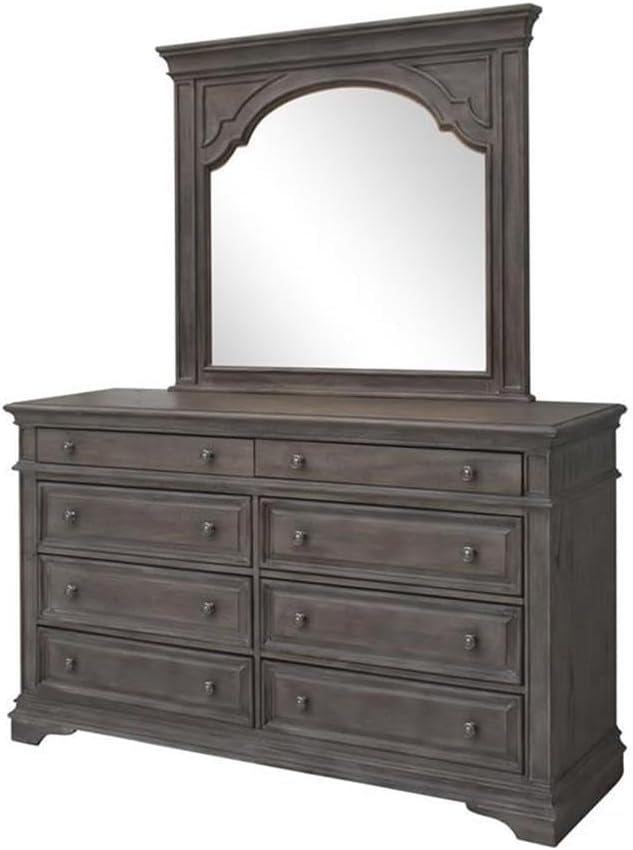 Pemberly Row King Panel Bed, Driftwood Gray Wood Frame, Upholstered Button - Image 6