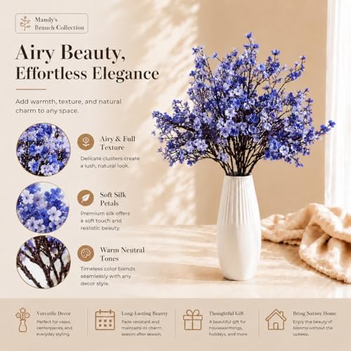 Mandy's 6 Bundles Artificial Shades of Blue Baby’s Breath Flowers - Image 2