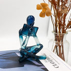 Reading Women Statue, Translucent Blue Resin Thinker Sculptures, Abstract Art Ornament, Modern Aesthetic Figurine Decoration for Home Living Room Bedroom Office Shelf Table Desk Bookshelf Decor - Image 3