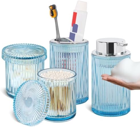 4pcs Blue Glass Bathroom Accessories Set by TonxusBathroomAccessories