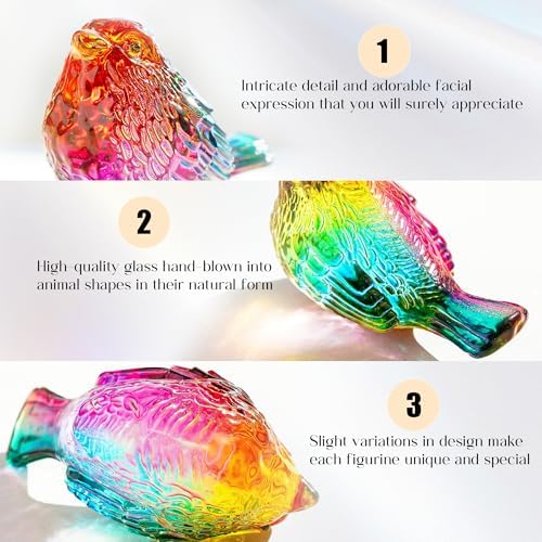 3 Inch Colorful Blown Glass Bird Collectible Figurines for Home Table Decor - Image 3