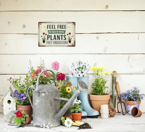 Bestylez Garden Gifts Feel Free to Talk with These Plants They Understand Vintage Gardening Signs for Home Garden Greenhouse Living Room Bedroom Yard Outdoor Decor 8X12 Inch (3373) - Image 5