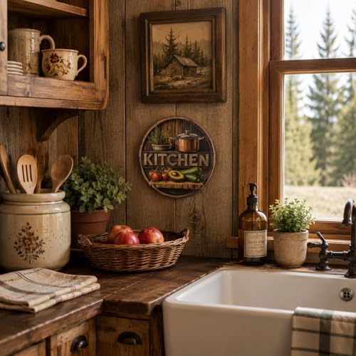 Kitchen Metal Sign 8x8in Round Rustic Plaque for Cooking Space Wall Decor Farmhouse Gift - Image 5
