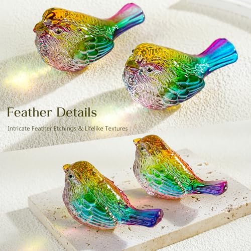 2 Pcs Multicolor Crystal Bird Figurines Handmade Home Decor - Image 5