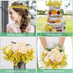 N&T NIETING 24Pcs Babys Breath Artificial Flowers Bulk, Yellow - Image 5