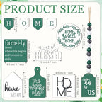 FairySandy 11 Pcs Home Tiered Tray Decor Green Rustic Wooden Signs - Image 3