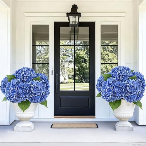 3 Pcs Real Touch Hydrangea Artificial Flowers, 21" Fake Flowers, Dark Blue - Image 5