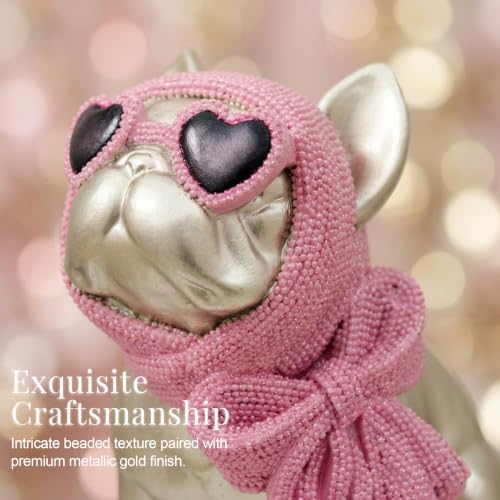 Gold French Bulldog Statue, Resin Dog Figurine Sculpture Decor - Image 3