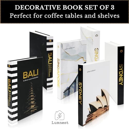 Decorative Books for Home Decor - Black and Gold Foiled Decor Books for Coffee Table - Decorative Hardcover Display Faux Books for Bookshelf – Fashion Designer Books Decor Set of 3 - Image 2